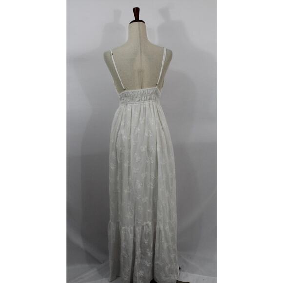 TROVATA Birds of Paradis M Medium White Embroidered Tiered Maxi Dress Mirabella - Picture 4 of 12